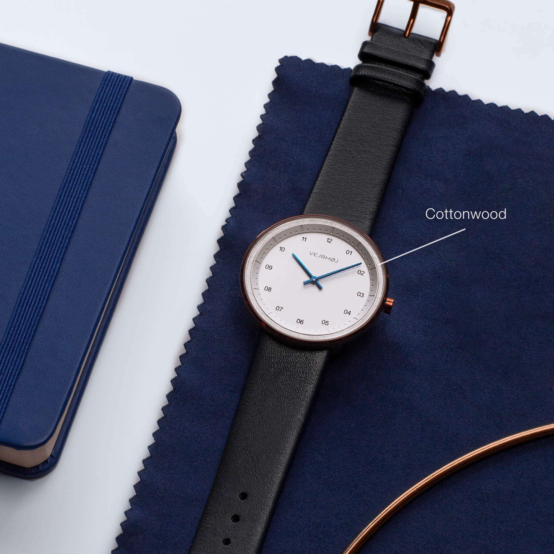 ARCTIC, white watch with cotton wood dial by VEJRHØJ