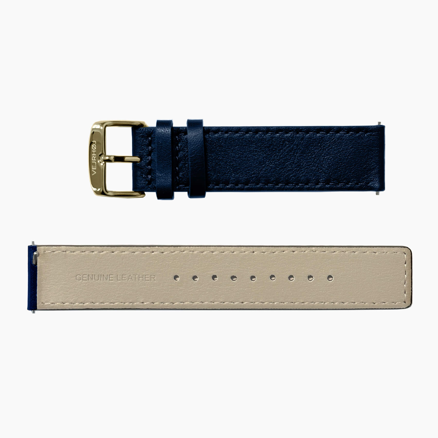 Blue strap with gold buckle