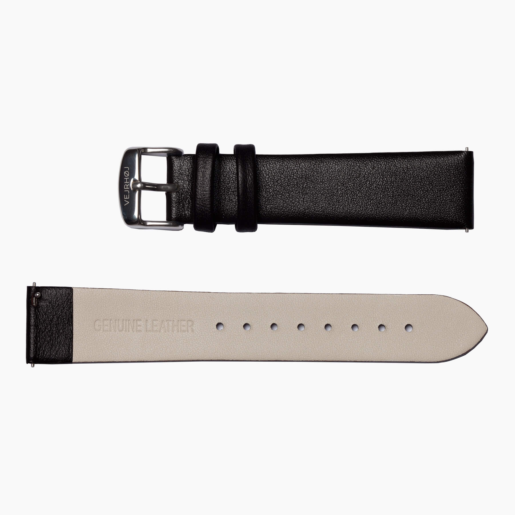 black strap with silver buckle