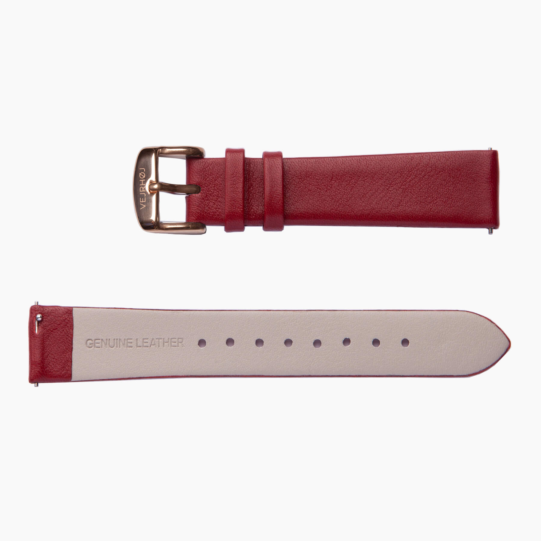 Rose gold buckled red strap