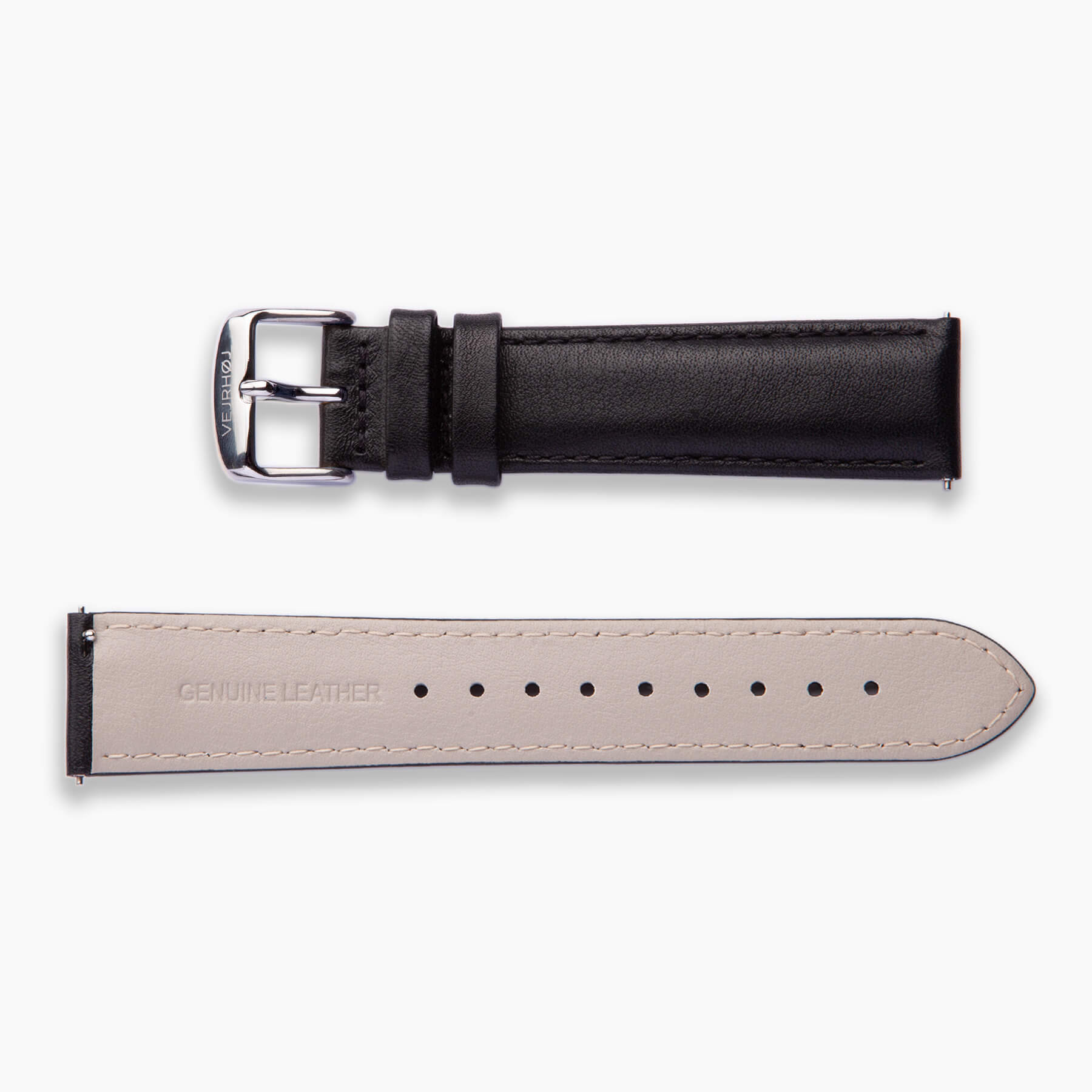 Silver buckled black strap